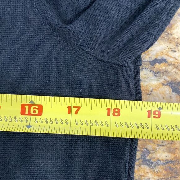 Ann Taylor Black Jersey Long Sleeves Ruffled Midi Dress - Picture 9 of 10